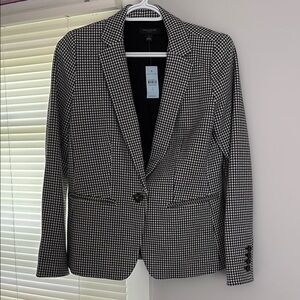 Ann Taylor Black and White Houndstooth Blazer